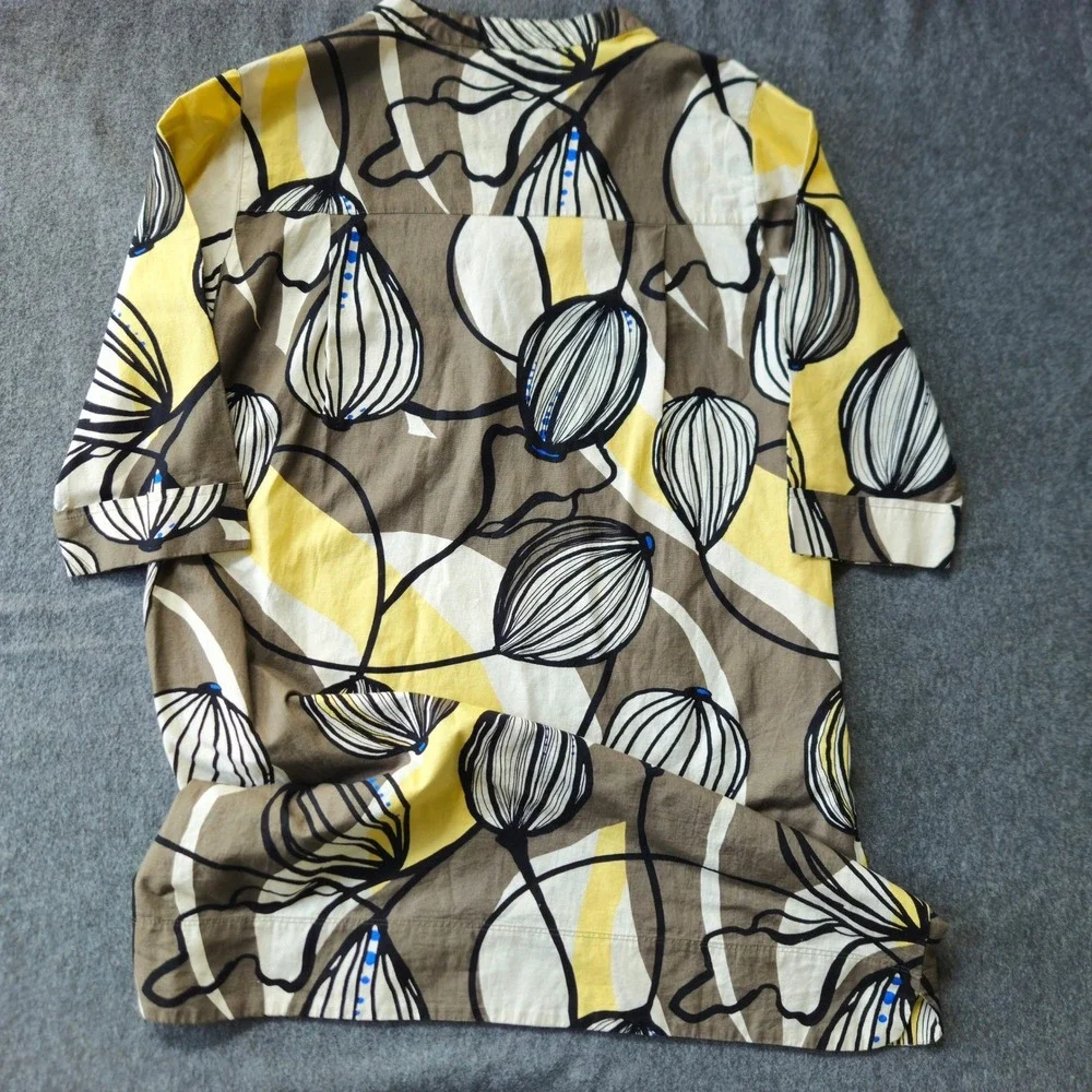 Masai‎ Copenhagen XXL Tunic Top Yellow Brown Linen Cotton Art to Wear Lagenlook